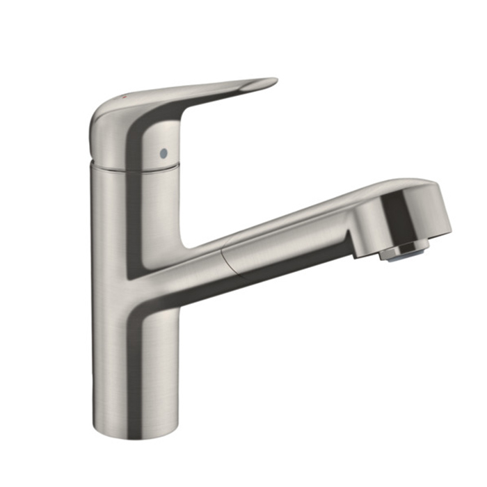 Hansgrohe Focus Смеситель для кухни, однорычажный, на 1 отв, с выдвижной лейкой, мax, цвет: сталь