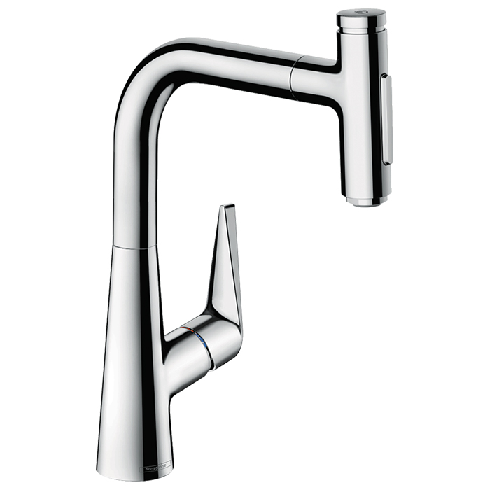 Hansgrohe Talis Select M51 Смеситель для кухни, на 1 отв, поворотный излив: с вытяжным душем, 2jet, h:, sBox, кнопка вкл/выкл, цвет: хром