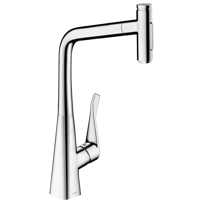 Hansgrohe Metris Select M71 Смеситель для кухни, на 1 отв, поворотный излив: с вытяжным душем, 2jet, h:, sBox, цвет: хром