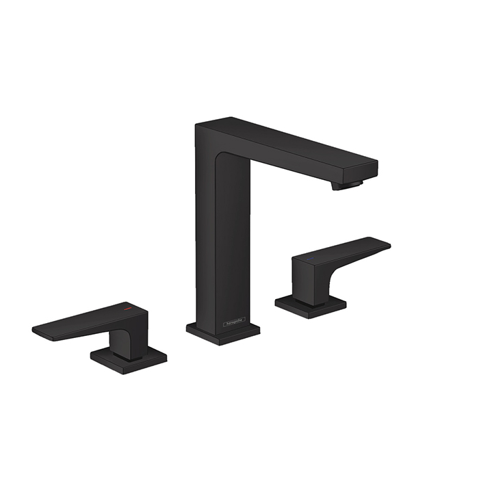Hansgrohe Metropol Смеситель для раковины 160, на 3 отв, с донным клапаном, излив, цвет: черный матовый