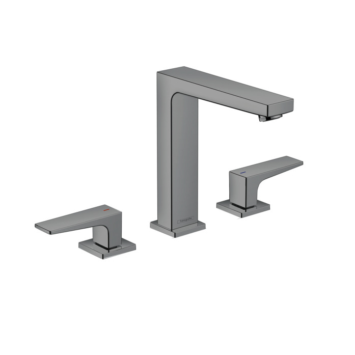 Hansgrohe Metropol Смеситель для раковины 160, на 3 отв, с донным клапаном, излив, цвет: шлифованный черный хром