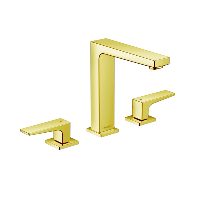 Hansgrohe Metropol Смеситель для раковины 160, на 3 отв, с донным клапаном, излив, цвет: золото