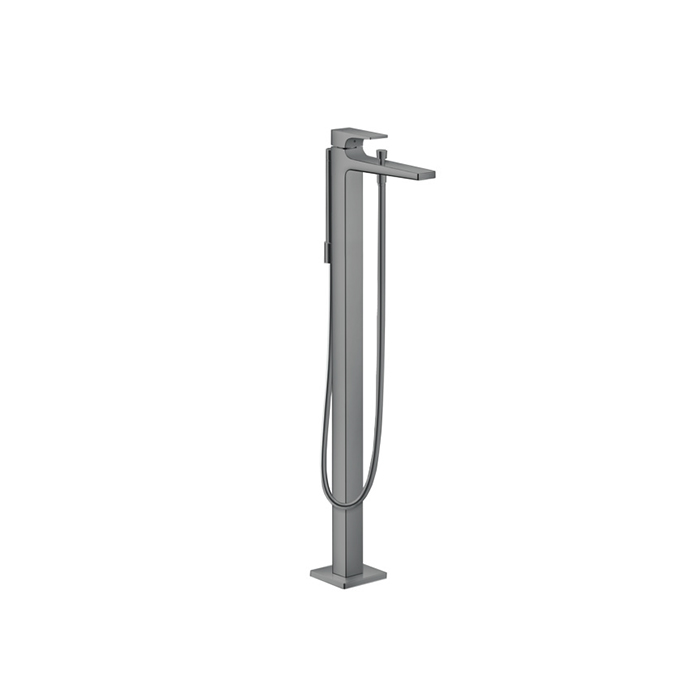 Hansgrohe Metropol Смеситель для ванны, на 1 отв, напольный, с ручным душем, излив, цвет: шлифованный черный хром