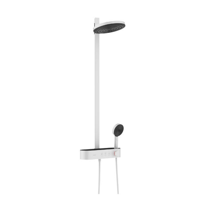 Hansgrohe Pulsify Душевая система с термостатическим смесителем, верхним душем, ручным душем и шлангом, цвет: белый матовый