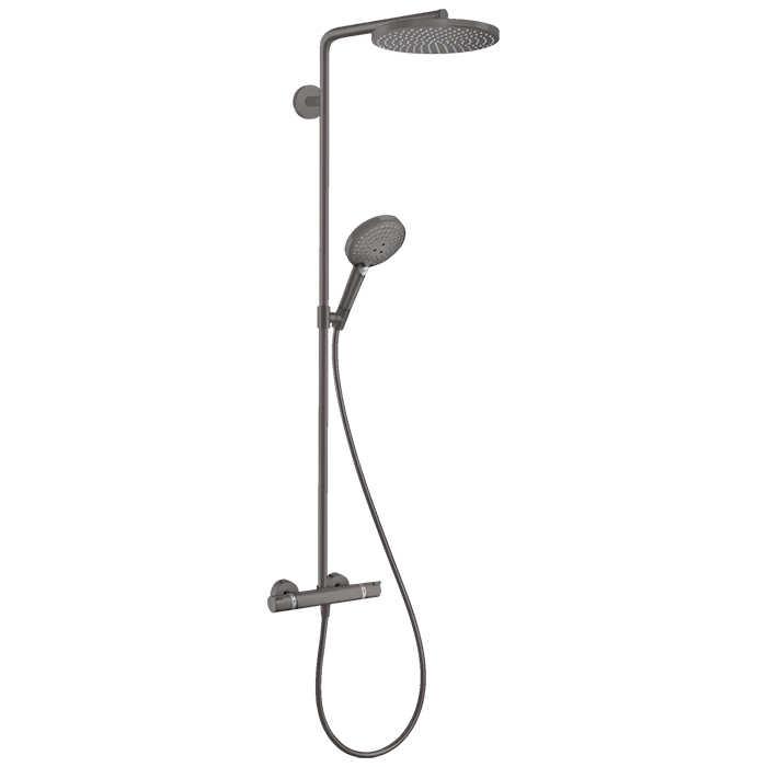 Hansgrohe Raindance Душевая стойка, с термостатом, верхний душ и ручным душем, цвет: шлифованный черный хром