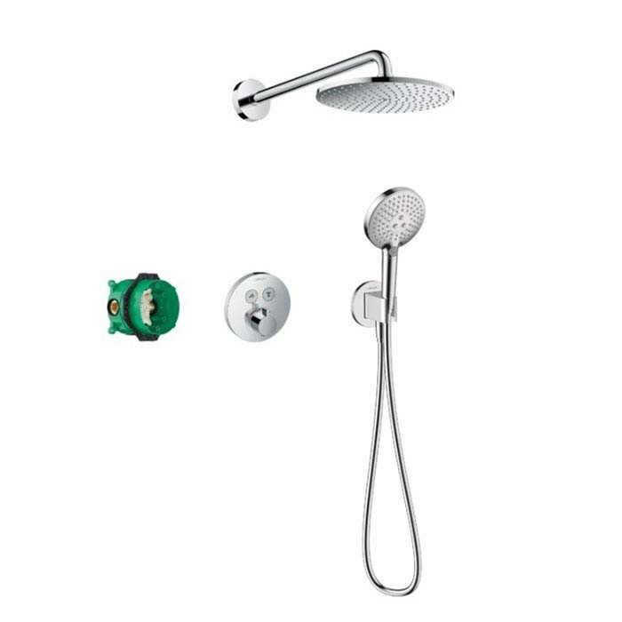 Hansgrohe Raindance S Душевая система, Верхний душ, с термостатическим смесителем, ручным душем и держателем, цвет: хром