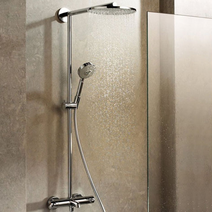 Hansgrohe Raindance Select S, Душевая система 240 Showerpipe для ванны, поворотный держатель, цвет: Хром