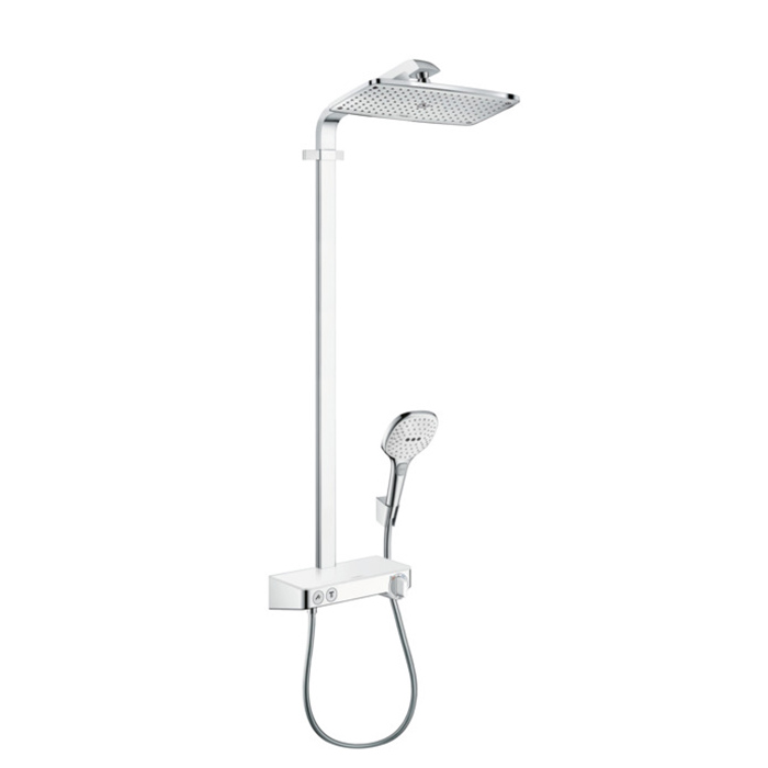 Hansgrohe Raindance Select E 360 Showerpipe 1 jet Душевая система, с верхним душем, ручным дешем, и термостатическим смесителем, цвет: хром/белый