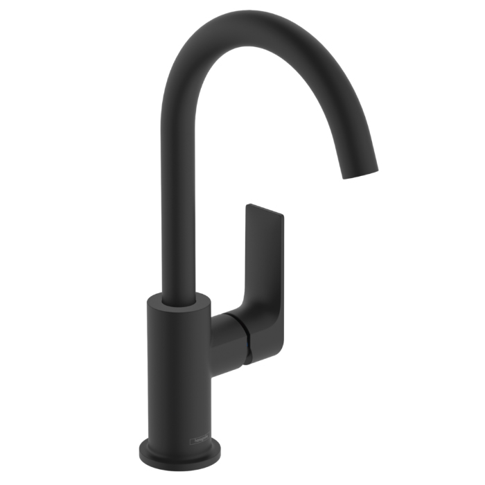 Hansgrohe Rebris E Смеситель для раковины, 1 отв, с поворотным изливом, с донным клапаном, цвет: черный матовый