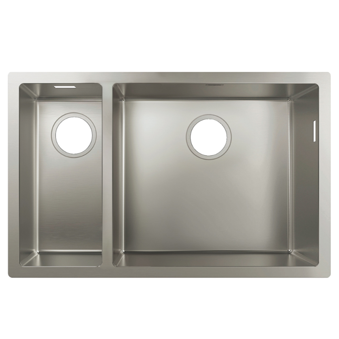 Hansgrohe S71 S719-U655 Мойка для кухни, встраиваемая снизу, без отв, двойная, цвет: нержавеющая сталь