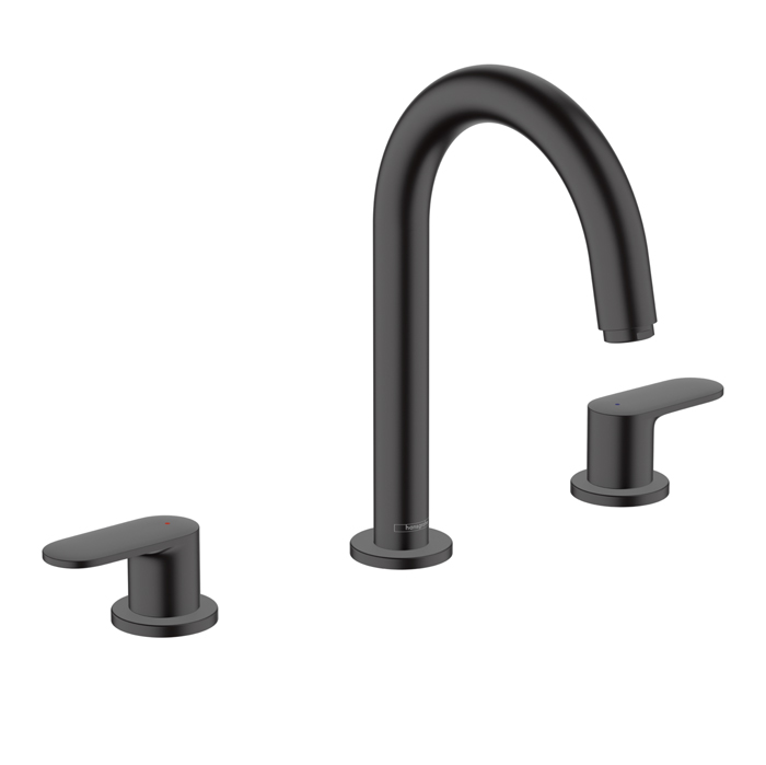 Hansgrohe Vernis Blend Смеситель для раковины, на 3 отв, с донным клапаном, цвет: матовый черный