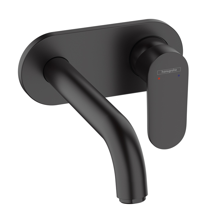Hansgrohe Vernis Blend Смеситель для раковины, настенный, излив, внешняя часть, цвет: матовый черный