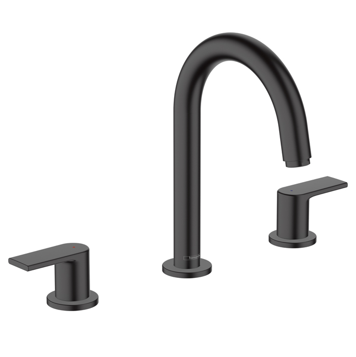 Hansgrohe Vernis Shap Смеситель для раковины, на 3 отв, с донным клапаном, цвет: матовый черный
