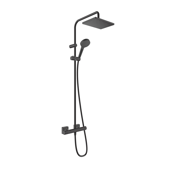 Hansgrohe Vernis Shape Душевая стойка с верхним душем 230 1jet с термостатом, EcoSmart, цвет: матовый черный