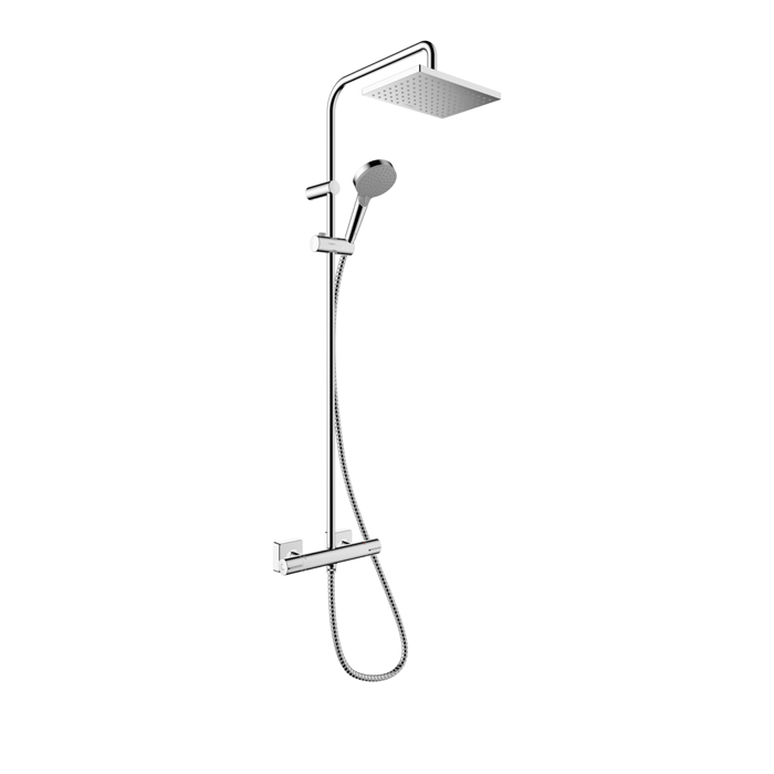 Hansgrohe Vernis Shape Душевая стойка с верхним душем 230 1jet с термостатом, Green, цвет: хром
