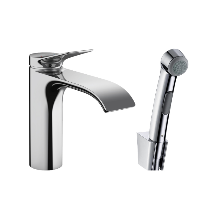 Hansgrohe Vivenis Смеситель для раковины, 1 отв, с набором для биде и со шлангом, цвет: хром