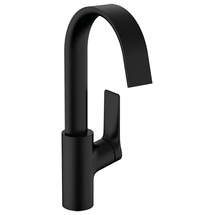 Hansgrohe Vivenis Смеситель для раковины, на 1 отв, с поворотным изливом, с донным клапаном, цвет: черный матовый