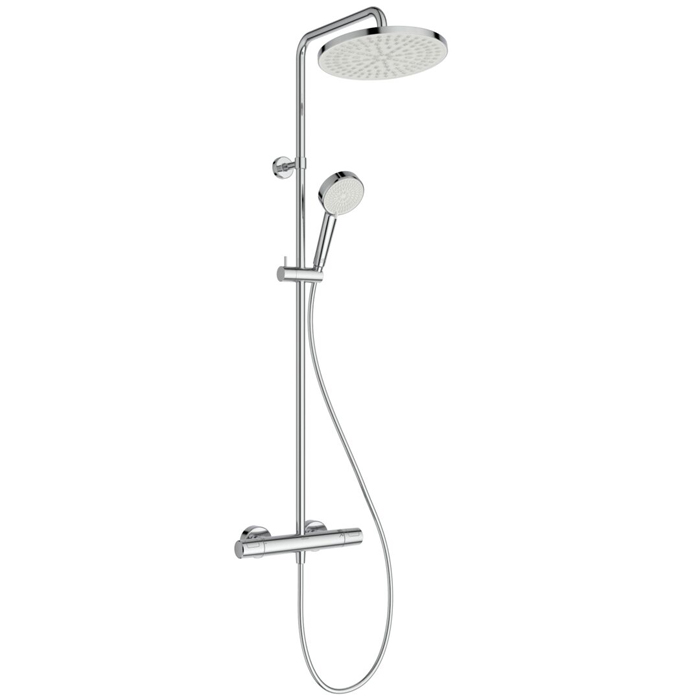 Ideal Standard Ceratherm T25 Душевая стойка, с термостатическим смесителем, ручным душем и шлангом, корпус Coolbody, руч. душ: 2 режима, верх. душ:, цвет: хром