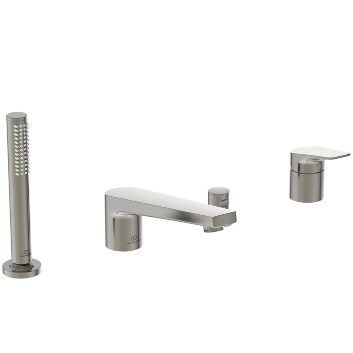 Ideal Standard La Dolce Vita Смеситель для ванны, на 4 отв, с ручным душем, цвет: PVD Silver Storm (Серебряный Шторм)