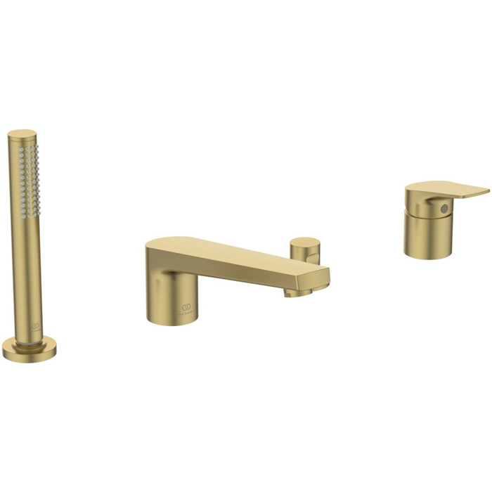 Ideal Standard La Dolce Vita Смеситель для ванны, на 4 отв, с ручным душем, цвет: PVD Brushed Gold (Шлифованное Золото)