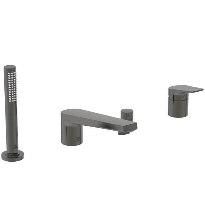 Ideal Standard La Dolce Vita Смеситель для ванны, на 4 отв, с ручным душем, шланго для душа, цвет: PVD Magnetic Grey