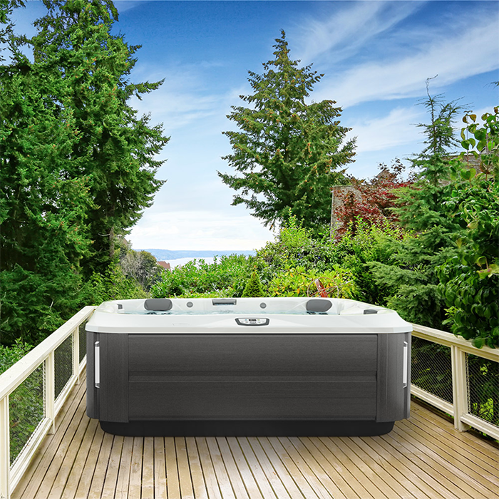 Jacuzzi J375 Минибассейн, уф+озон, теплоизоляция, подсветка, Bluewave, 3кВТ, цвет Platinum, внешняя панель Smoked Ebony