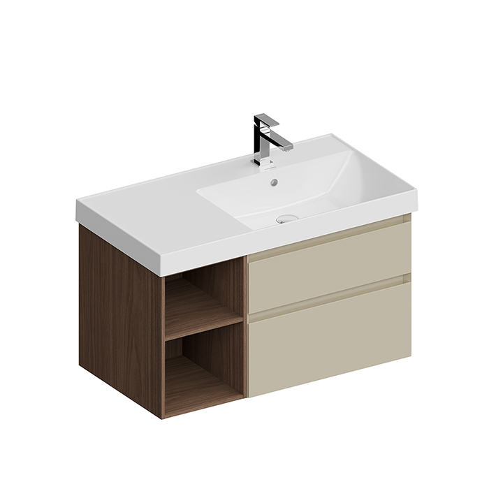 Kerama Marazzi Cubo Тумба подвесная, правая, цвет: лимо матовая / орех