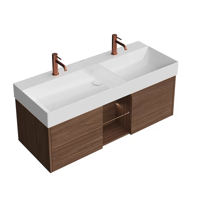 Kerama Marazzi Grande Тумба подвесная, 2 ящика, открытая зона, цвет: структурированный орех