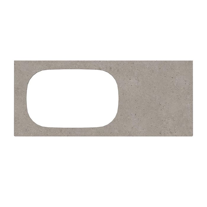 Kerama Marazzi Magica Столешница из керамогранита для встраиваемых раковин сверху Риккарди, без отв, цвет: серый матовый