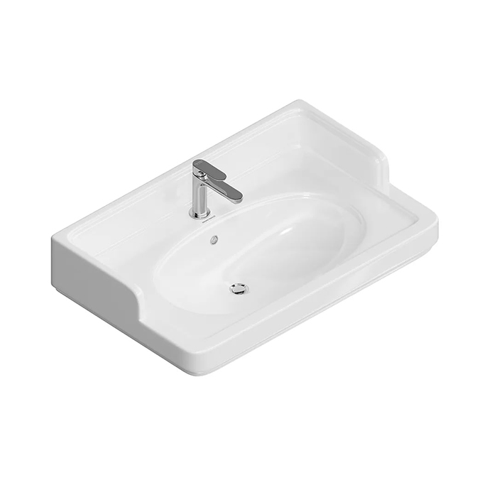 Kerama Marazzi Pompei Раковина, подвесная, мебельная, 1 отв, с переливом, цвет: белый глянцевый