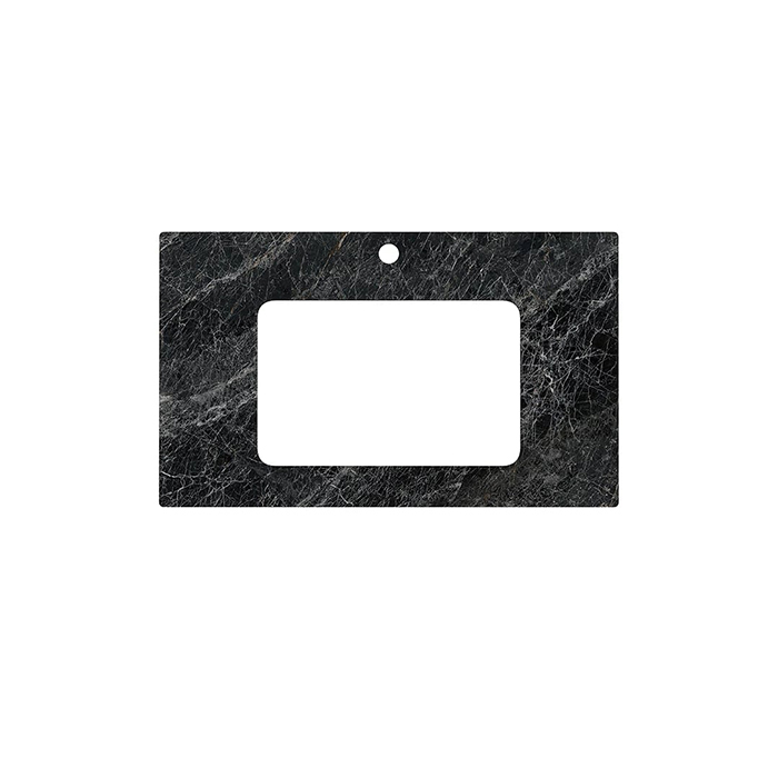 Kerama Marazzi Столешница из керамогранита для встраиваемых раковин снизу Риальто, с 1 отв, толщина, цвет: серый темный лаппатированный