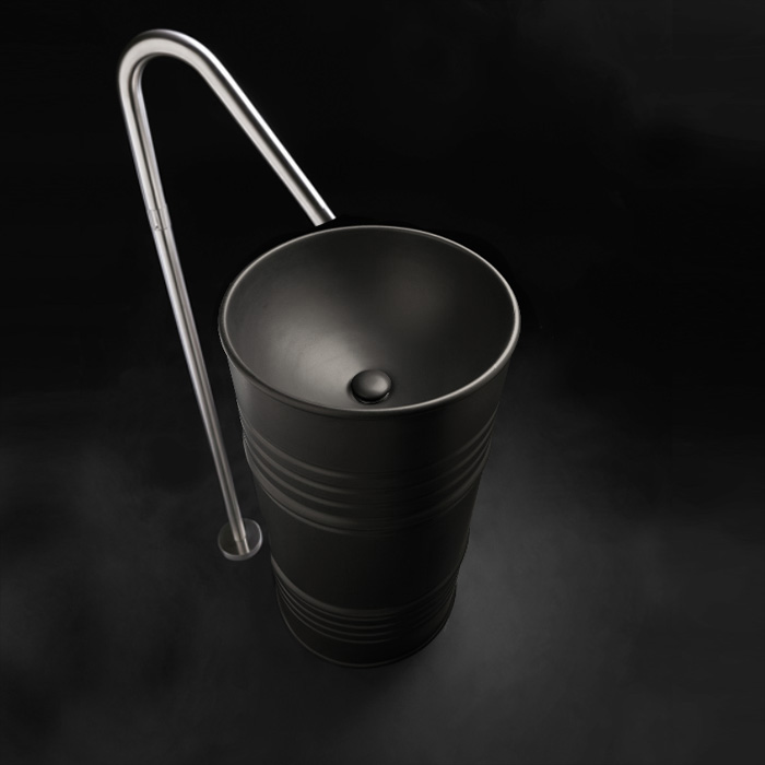 Kerasan Artwork Barrel Раковина, без отв, напольная, слив в стену, цвет: Borgogna matt