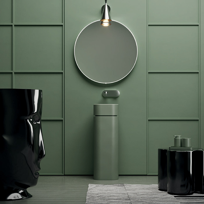 Kerasan Hako Раковина квадратная, на пьедестале, без отв, цвет: verde matte