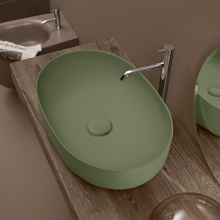 Kerasan Nolita Раковина, без отв, накладная, цвет: Verde
