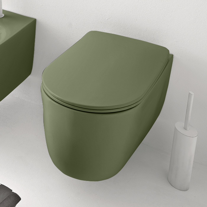 Kerasan Nolita Унитаз безободковый подвесной, с креплениями WB9N, цвет: Verde