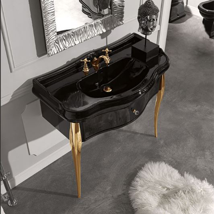 Kerasan Retro Консоль подвесная, с черной раковиной, цвет: neco/oro