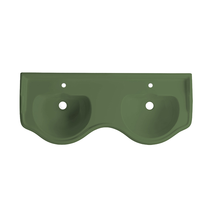 Kerasan Retro Раковина двойная, с 1 отв, с переливом, цвет: verde matt