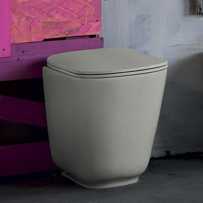 Kerasan Tribeca Унитаз напольный пристенный, безободковый, c креплением WB5N, цвет: Grigio matt