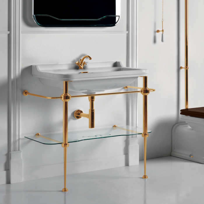 Kerasan Waldorf Консоль с раковиной, на 1 отв, напольная, цвет: консоли: oro (золото)