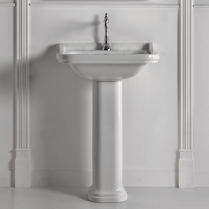 Kerasan Waldorf Раковина, 1 отв, с пьедесталом, керамическая, цвет: белый/хром