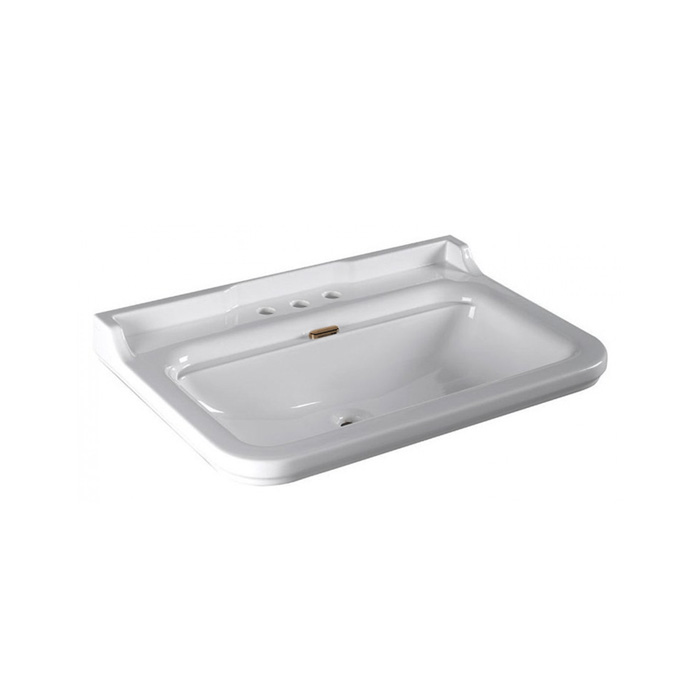 Kerasan Waldorf Раковина, 3 отв, керамическая, цвет: белый/бронза
