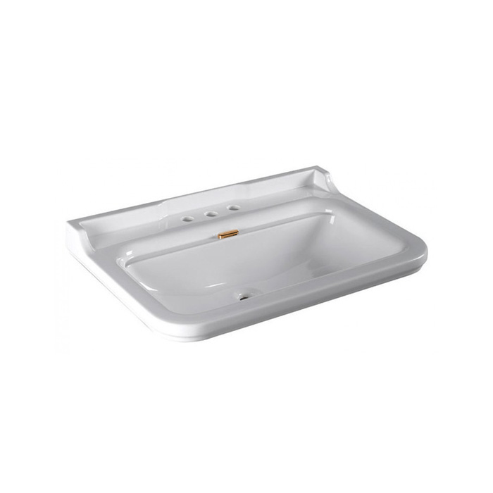 Kerasan Waldorf Раковина, 3 отв, керамическая, цвет: белый/золото