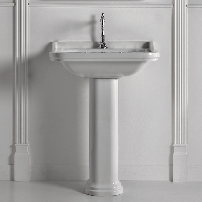 Kerasan Waldorf Раковина, 1 отв, с пьедесталом, керамическая, цвет: белый/хром