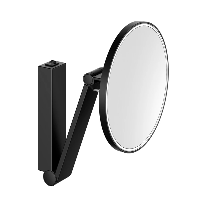 Keuco iLook_move Косметическое зеркало, подвесное, с подсветкой, круглое с рычажным выкл, IP 24, 3ой рычаг, увел. x5 6500 К цвет: черный матовый