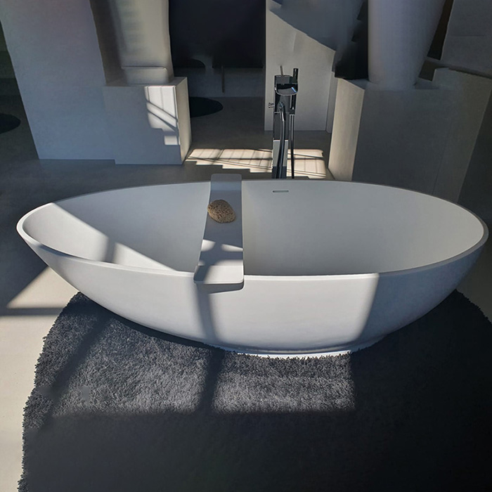 Knief Grace+ Ванна, отдельностоящая, с щелевым переливом, с донным клапаном k|stone®, цвет: белый матовый