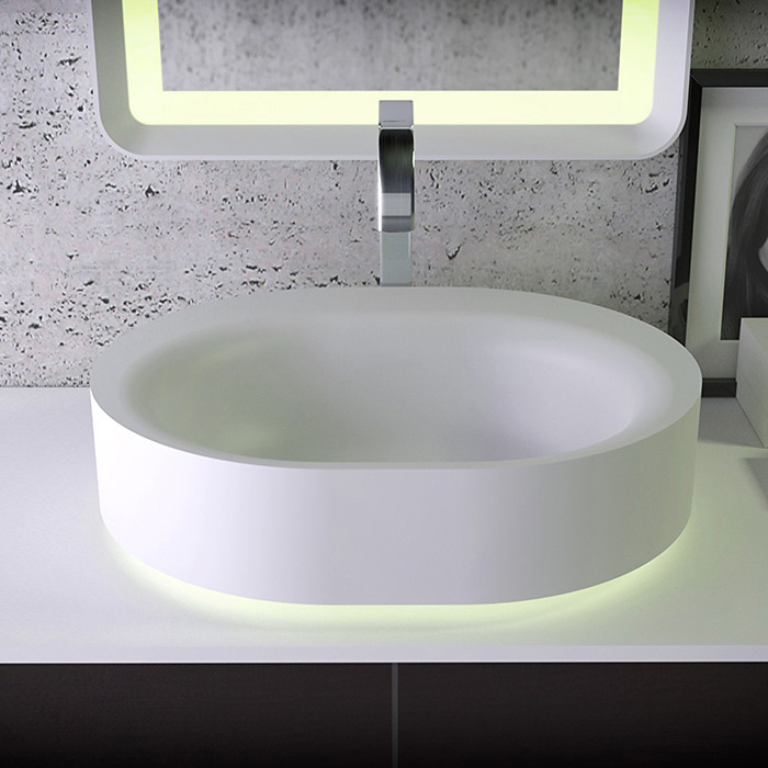 KNIEF Moon Раковина, без отв, накладная, с LED подсветкой, цвет: белый матовый