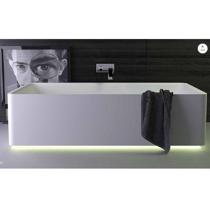 KNIEF Shine Ванна отдельностоящая со сливом, с LED подсветкой, цвет: белый матовый