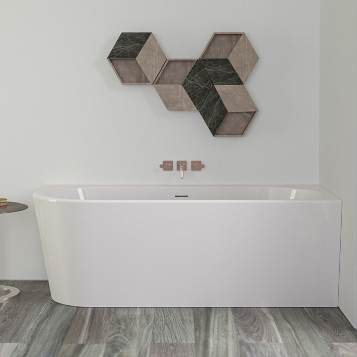KNIEF Wall XS Corner L Ванна в правый угол, с щелевым переливом, без сл-пер, цвет: белый