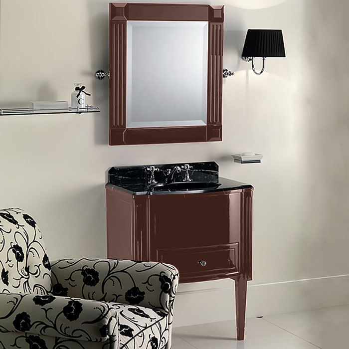 Devon&Devon Domino,Комплект мебели, тумба напольная со столешницей Nero Marquina и встроенной раковиной черной, Цвет: fango
