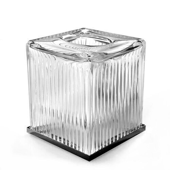 3SC Elegance Контейнер для бумажных салфеток настольный, цвет: прозрачный хрусталь/никель черный матовый